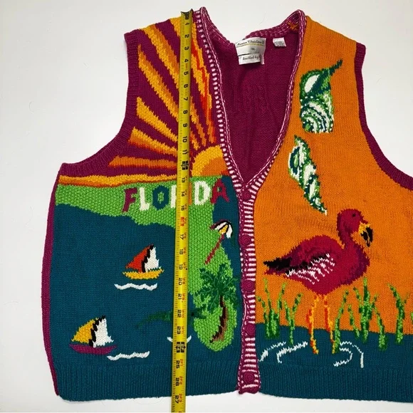 Vintage Texas Rodeo Hand Knit Marisa Christina Sweater Vest (1990s) 3X - Picture 4 of 11
